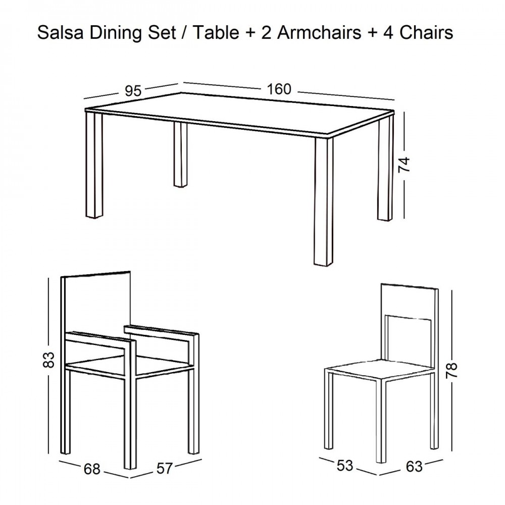 Salsa Dining Set (Τρ.160X95+2Πολ+4Καρ) Μετ.μαύρο/wicker Φυσικό, Μαξ.μαύρο