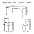 Salsa Dining Set (Τρ.160X95+2Πολ+4Καρ) Μετ.μαύρο/wicker Φυσικό, Μαξ.μαύρο