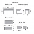 California Set Steel K/d (Τρ+Καν+2 Πολ+2 Σκ) Twin Wicker Φυσικό/μαξ.γκρι