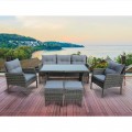 California Set Steel K/d (Τρ+Καν+2 Πολ+2 Σκ) Twin Wicker Γκρι/μαξ.γκρι