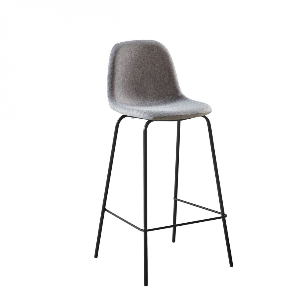 Celina Σκαμπώ Bar Μετ.μαύρο, Ύφ.γκρι (Ύψος Καθ.67Cm) (Σετ 4τμχ)