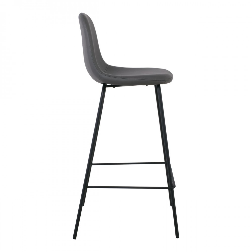 Celina Σκαμπώ Bar Μετ.μαύρο, Pvc Γκρι (Ύψος Καθ.67Cm) (Σετ 4τμχ)