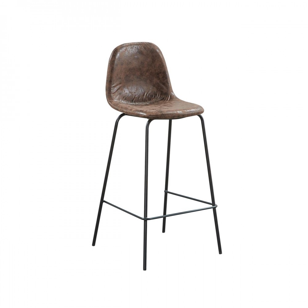 Celina Σκαμπώ Bar Μετ.μαύρο, Ύφ.suede Καφέ (Ύψος Καθ.67Cm) (Σετ 4τμχ)