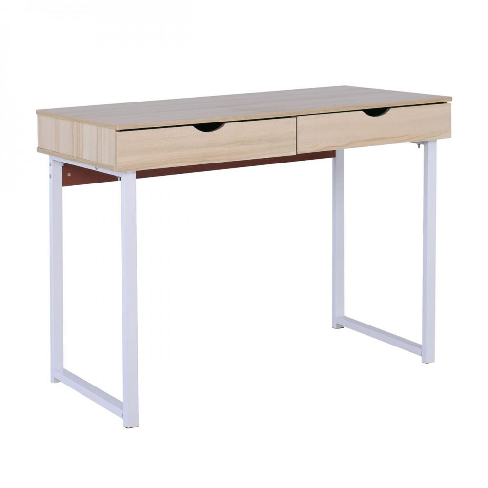 Γραφειο Η/υ (2-Συρτ) 100X48X75Cm Μεταλ.άσπρο/maple