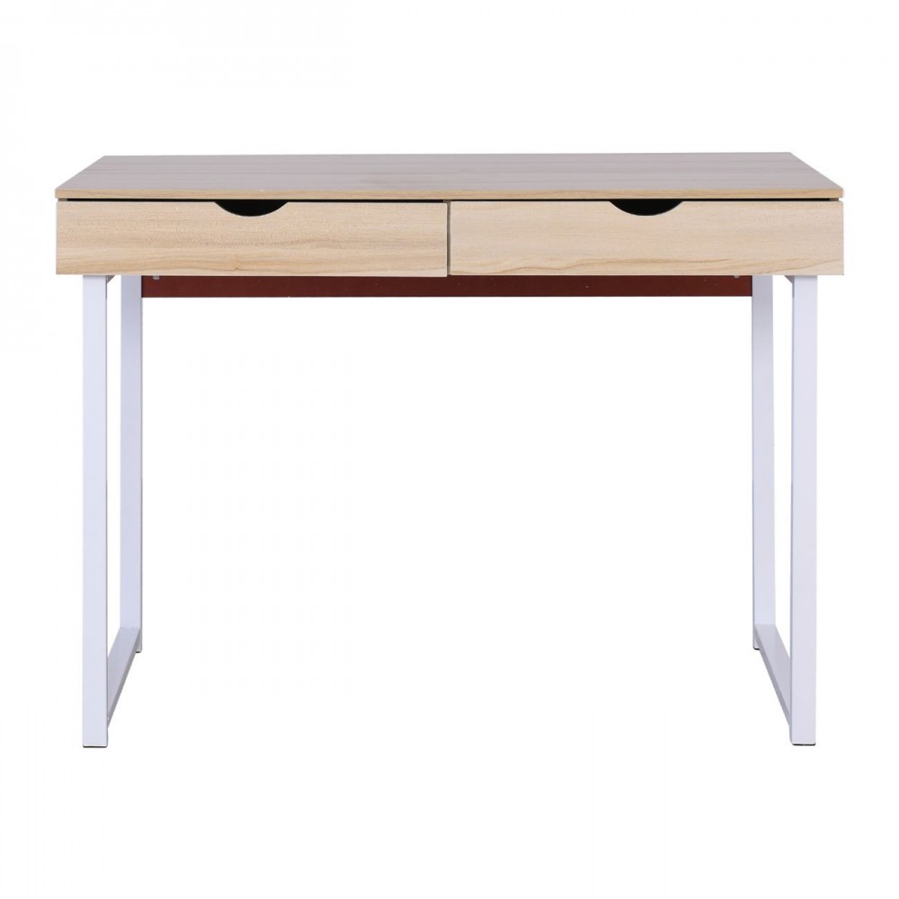 Γραφειο Η/υ (2-Συρτ) 100X48X75Cm Μεταλ.άσπρο/maple