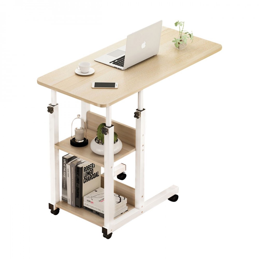 Lift Βοηθ.τραπεζάκι  60x40x78/92cm Μεταλ.άσπρο/maple