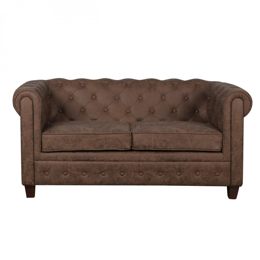 Chesterfield-W Kαναπές 2Θέσιος Ύφασμα Antique Καφέ