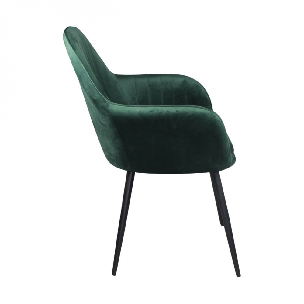 Valery Πολυθρόνα Μέταλλο Βαφή Μαύρο / Ύφασμα Velure Forest Green (Σετ 2τμχ)