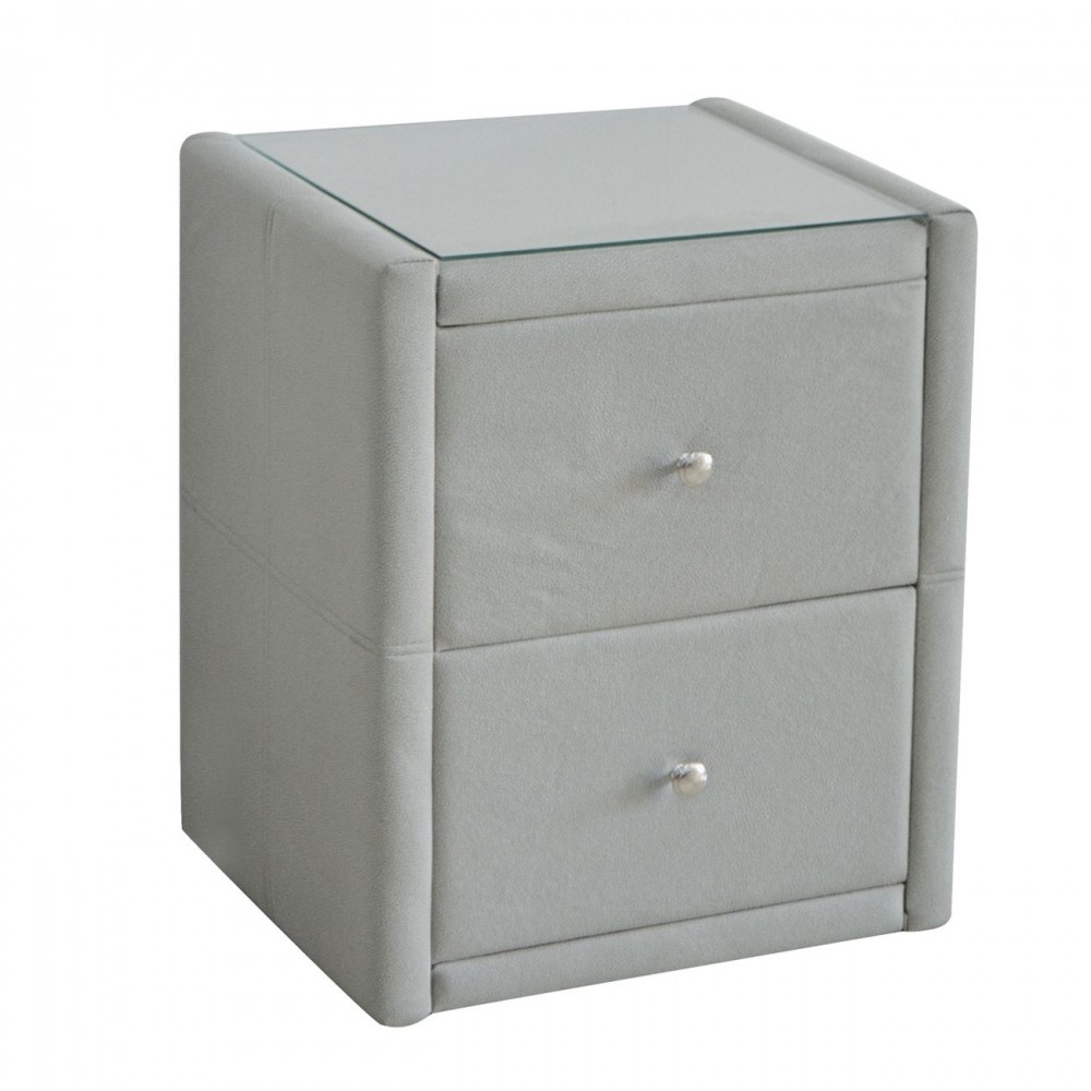 Wilton Κομοδίνο Ύφασμα Grey Stone / Προστατευτικό Γυαλί Επιφάνειας