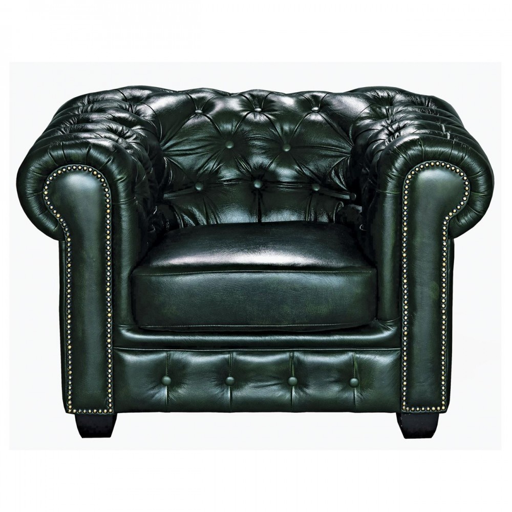 Chesterfield 689 Πολυθρόνα Σαλονιού - Καθιστικού / Δέρμα Antique Green