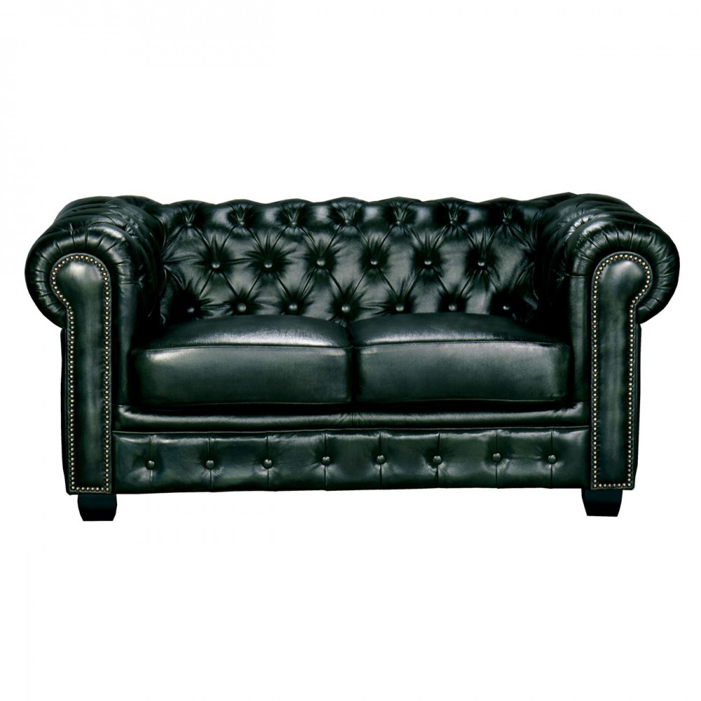 Chesterfield 689 Καναπές Σαλονιού Καθιστικού 2Θέσιος / Δέρμα Antique Green