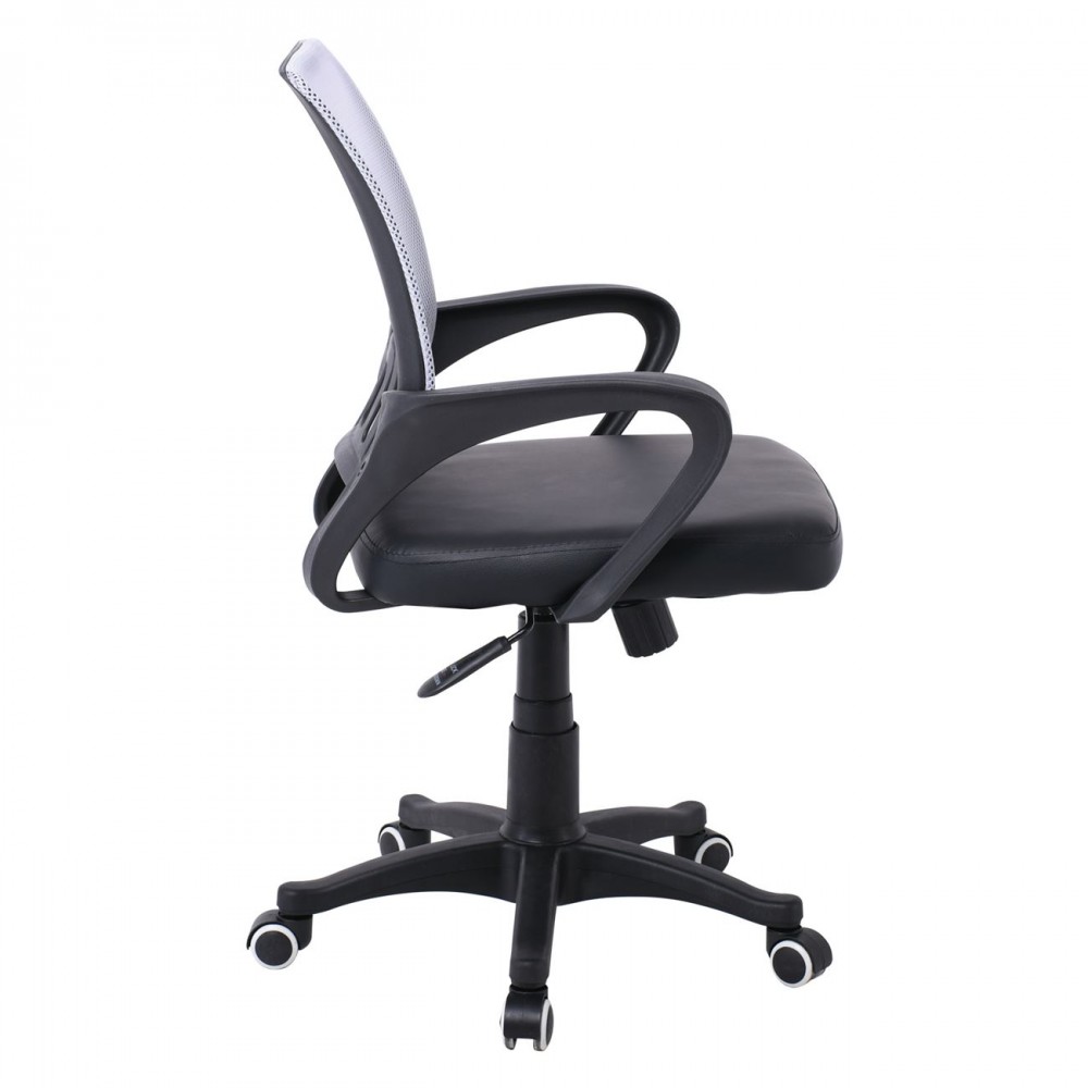 Bf2101-P Πολυθρόνα Γραφείου Με Ανάκλιση Βάση Nylon / Mesh Γκρι - Μαύρο Pu (Συσκ.1)