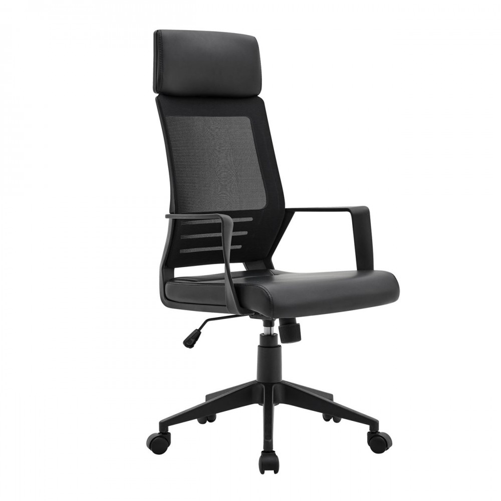 Bf2500 Πολυθρόνα Γραφείου Διευθυντή Mesh Μαύρο - Pu Μαύρο