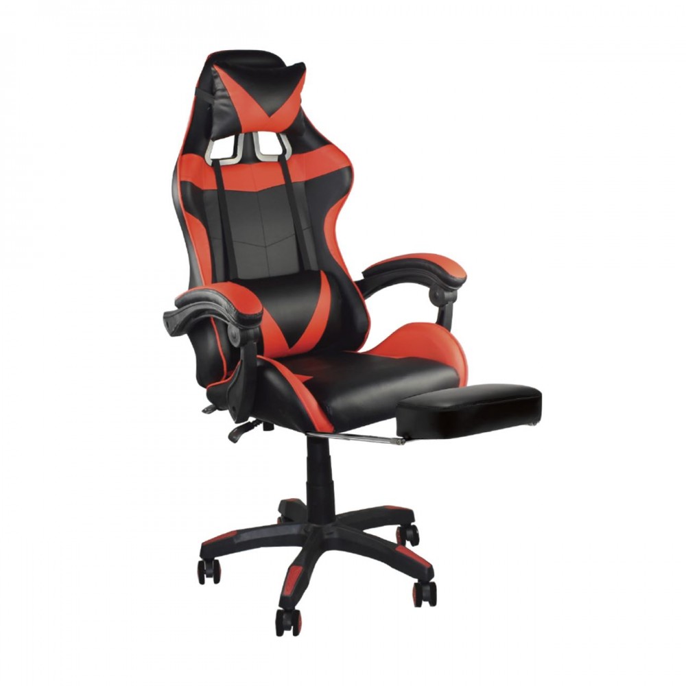 Bf7860 Gaming-Relax Πολυθρόνα Γραφείου Διευθυντή Με Υποπόδιο Pu Μαύρο - Κόκκινο