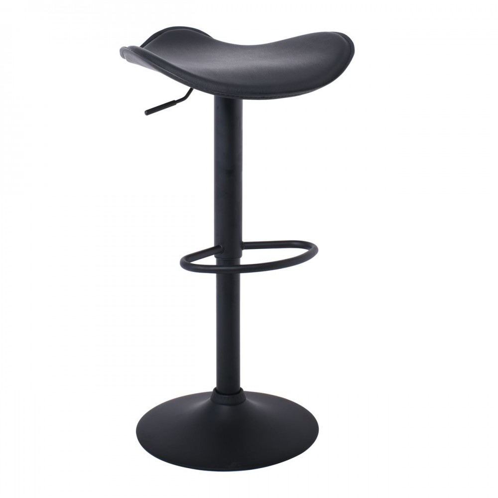 Saddle Σκαμπώ Bar Μέταλλο Βαφή Μαύρο - Pvc Μαύρο (Σετ 2τμχ)