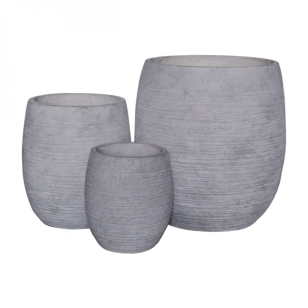 Flower Pot-8  Set 3 Τεμαχίων, Απόχρωση Light Grey Wash