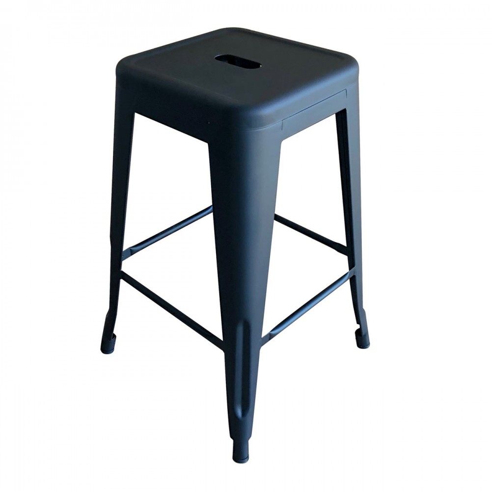 RELIX Σκαμπό Bar H.65cm, Στοιβαζόμενο, Μέταλλο Βαφή Μαύρο Matte 42x42x65cm