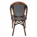 Paris Καρέκλα Bistro, Αλουμίνιο Καρυδί, Wicker Άσπρο - Μαύρο, Στοιβαζόμενη