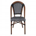 Paris Καρέκλα Bistro, Αλουμίνιο Καρυδί, Wicker Άσπρο - Μαύρο, Στοιβαζόμενη