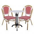 Paris Καρέκλα Bistro, Αλουμίνιο Φυσικό, Wicker Άσπρο - Κόκκινο, Στοιβαζόμενη