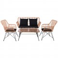 Salsa Set Σαλόνι Κήπου Μεταλ. Μαύρο, Wicker Φυσικό: Τραπέζι + Καναπέ 2Θέσιο + 2 Πολυθρόνες
