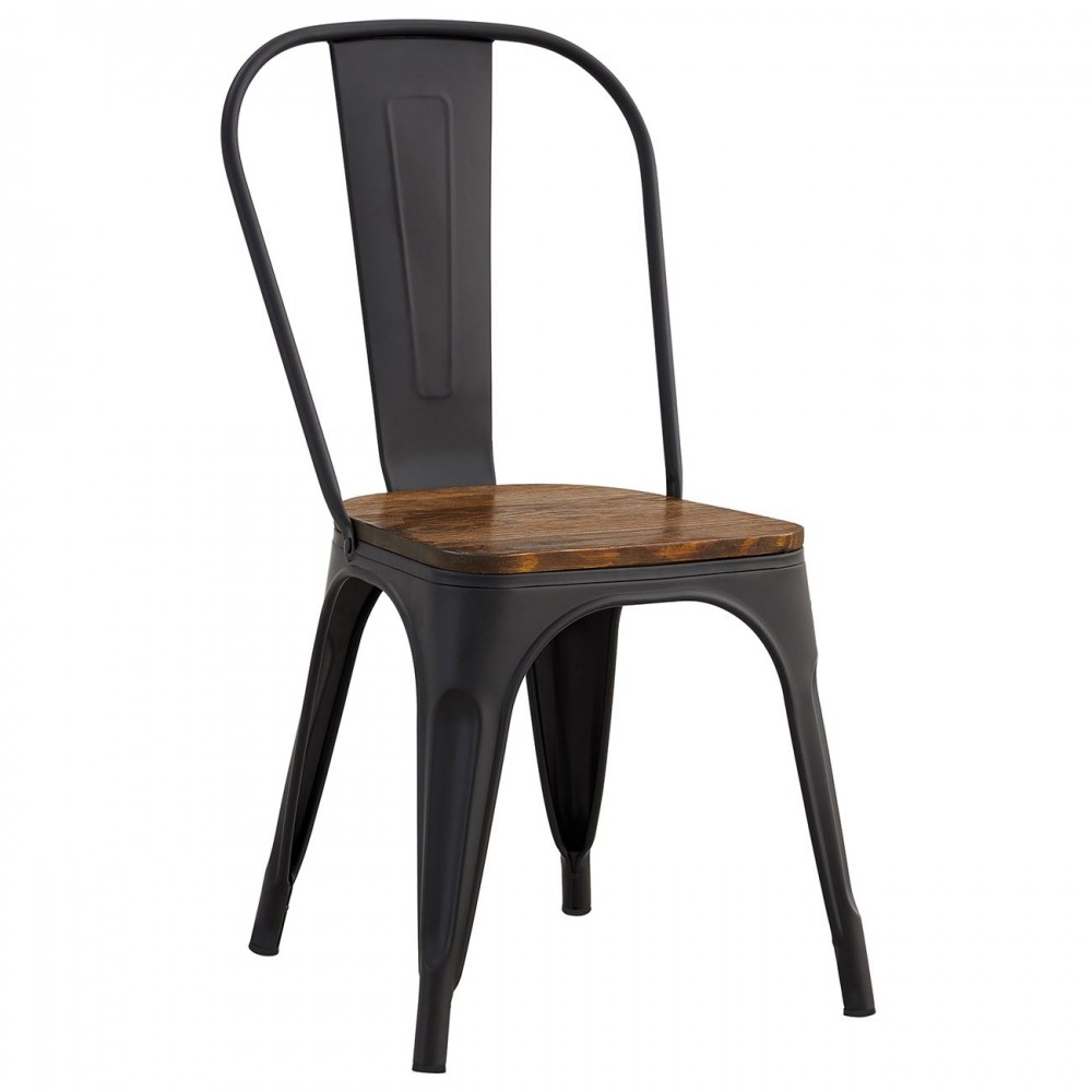 Relix Wood Dark Oak Καρέκλα Μέταλλο Βαφή Μαύρο