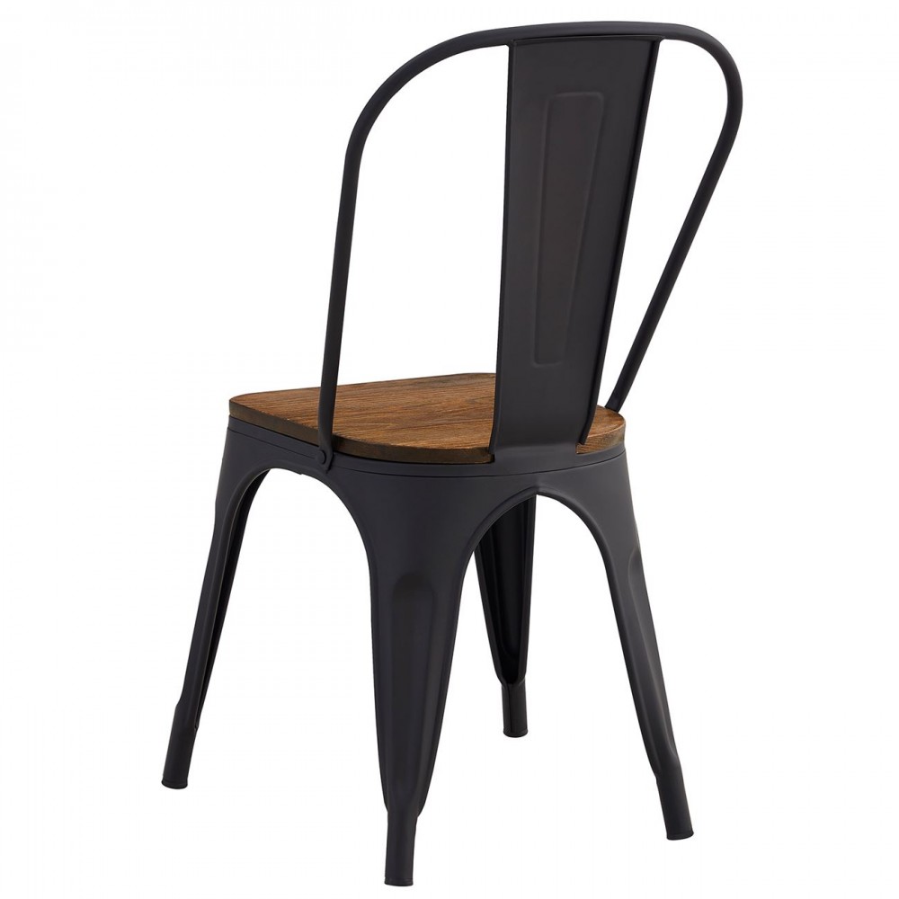Relix Wood Dark Oak Καρέκλα Μέταλλο Βαφή Μαύρο