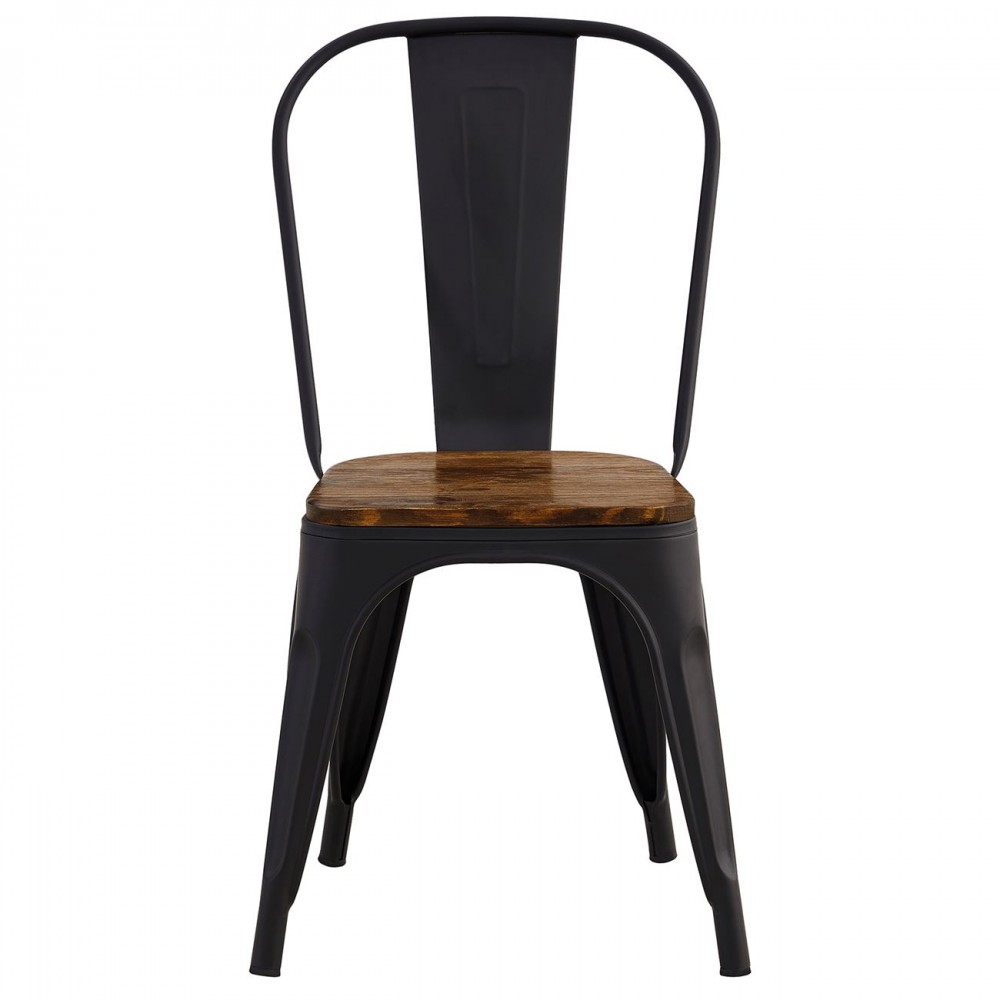 Relix Wood Dark Oak Καρέκλα Μέταλλο Βαφή Μαύρο