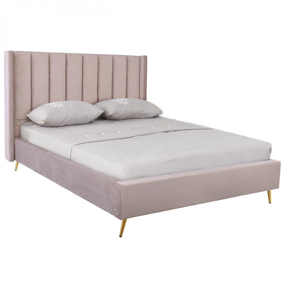 Passion  Κρεβάτι Διπλό Για Στρώμα 160X200Cm, Ύφασμα Velure Απόχρωση Cappuccino