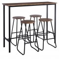 Pub Set Bar Τραπέζι + 4 Σκαμπώ, Μέταλλο Βαφή Ανθρακί - Antique Brown
