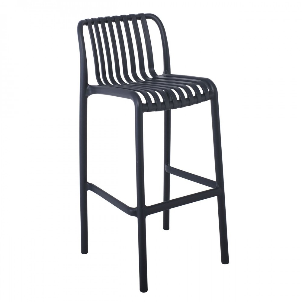 Moda Σκαμπό Bar Στοιβαζόμενη Pp - Uv Ανθρακί 45x49x75/101cm