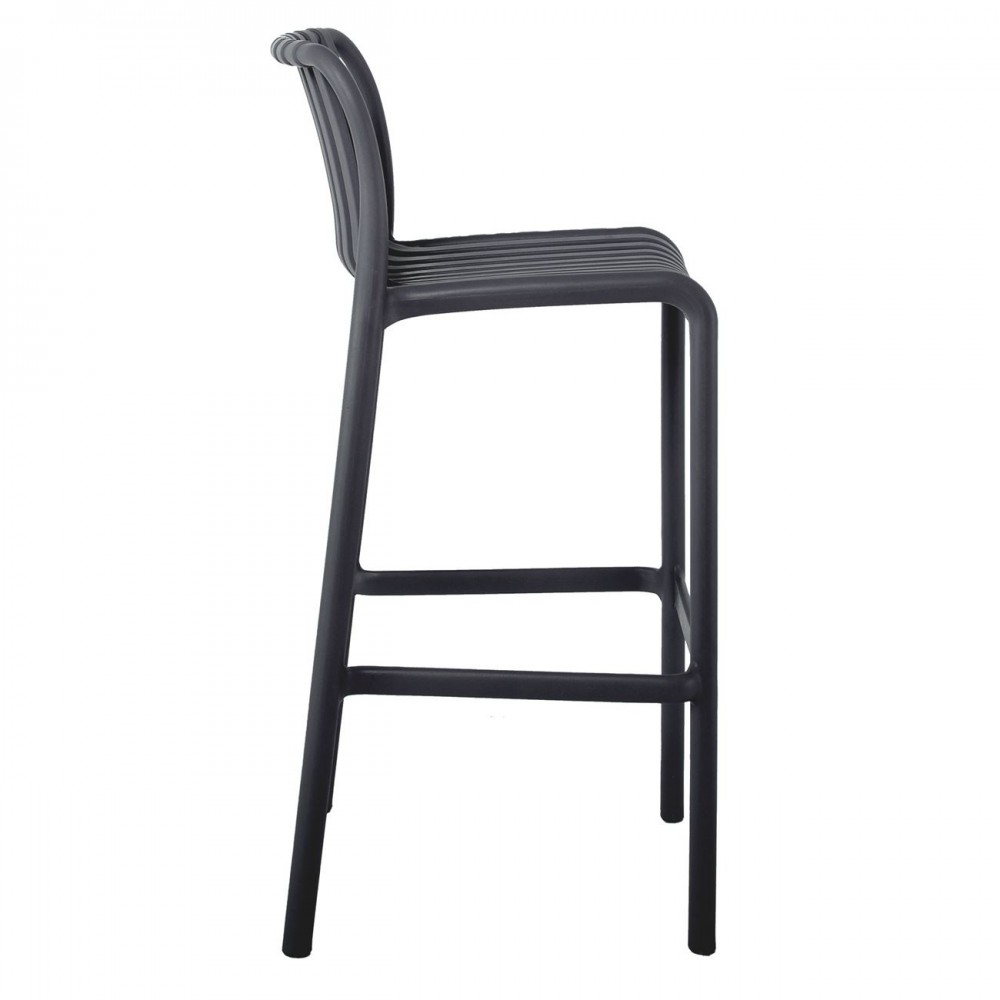 Moda Σκαμπό Bar Στοιβαζόμενη Pp - Uv Ανθρακί 45x49x75/101cm