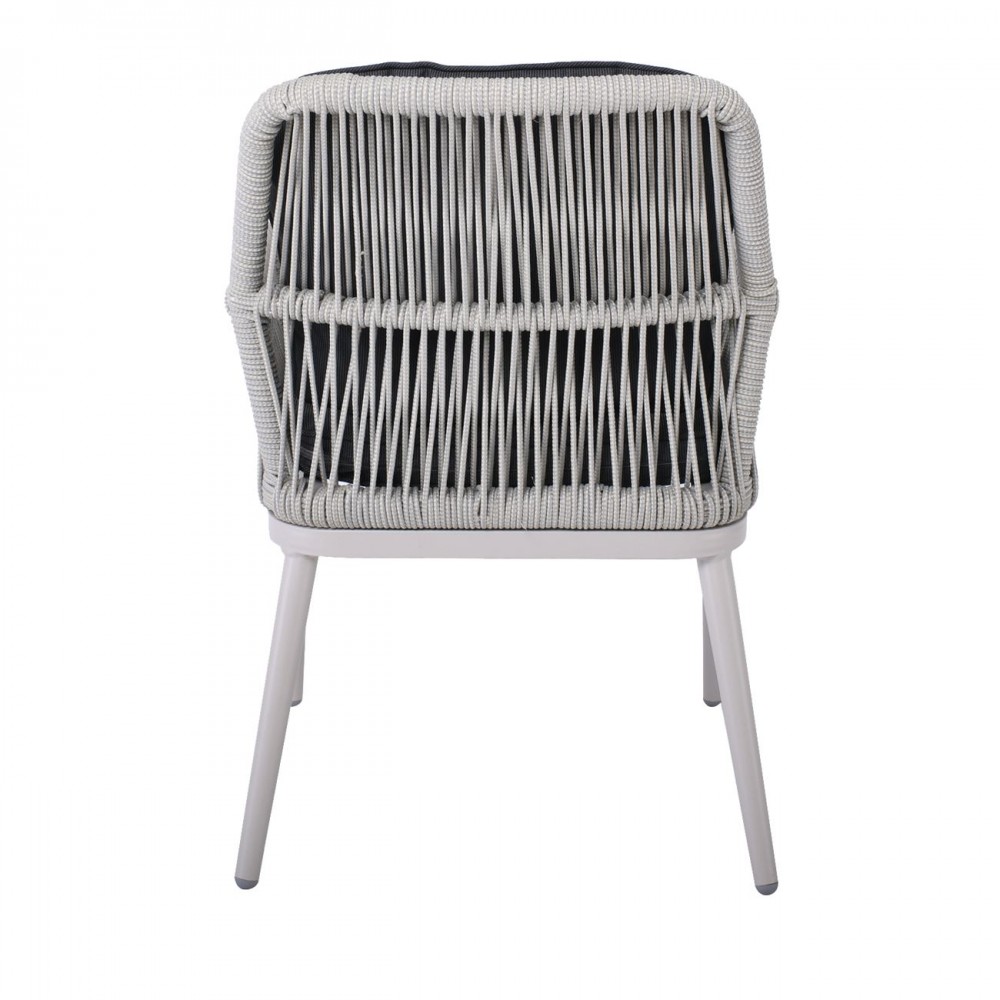 Alley Πολυθρόνα Τραπεζαρίας Κήπου Alu, Rope Grey 6Mm, Μαξιλάρια Ανθρακί