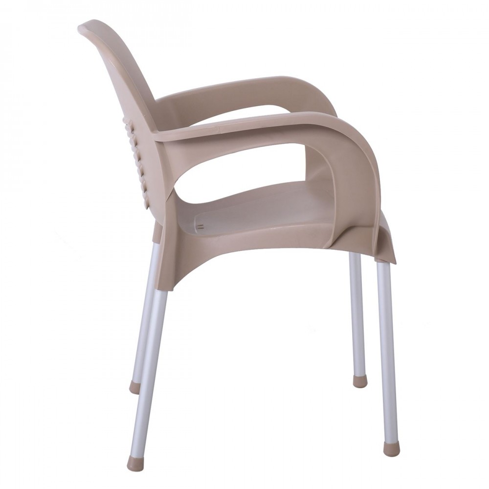 Lara-Ii Πολυθρόνα Dining Στοιβαζόμενη, Alu Silver, Pp Tortora