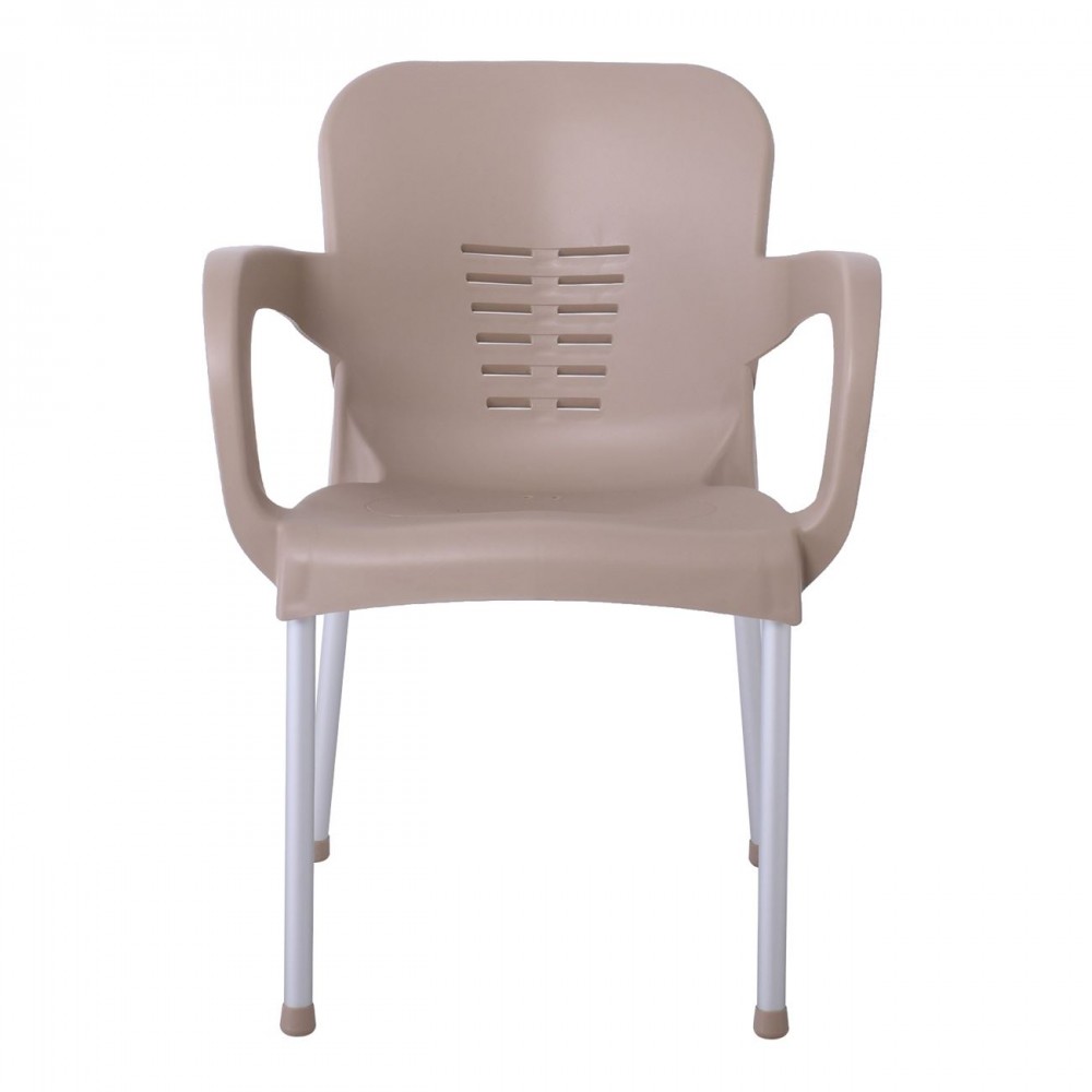 Lara-Ii Πολυθρόνα Dining Στοιβαζόμενη, Alu Silver, Pp Tortora