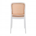 FLORENCE Καρέκλα PP Άσπρο, PP Rattan Μπεζ, Στοιβαζόμενη 41x41x83cm