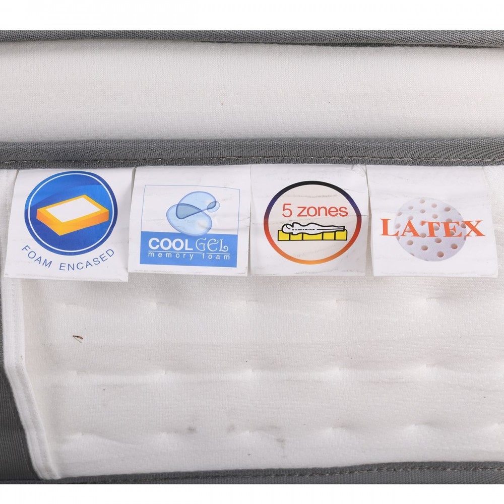 Στρωμα Pocket Spring 5-Zone Gel Memory Foam + Latex, Μονής Όψης 160x200x(34/32)cm