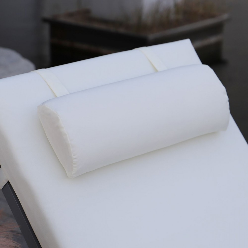 Sunlounger Μαξιλάρι Ξαπλώστρας Με Προσκέφαλο,  Ύφασμα Εκρού, Foam+Polyester Φερμουάρ-Velcro