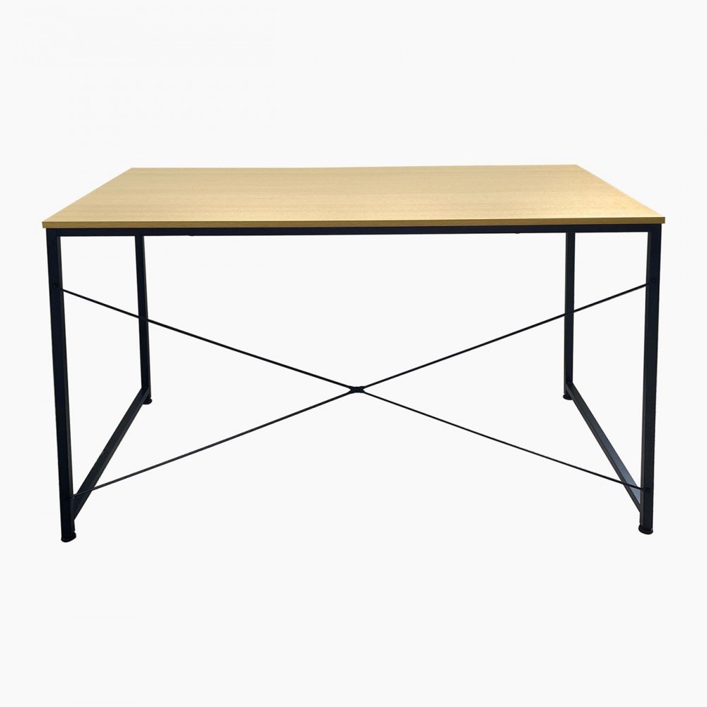 Γραφειο Η/Υ Μέταλλο Βαφή Μαύρο, Melamine Beech