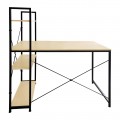 Γραφειο Η/Υ Με 4 Ράφια Μέταλλο Βαφή Μαύρο, Melamine Beech