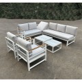 Marilian Set Σαλόνι Κήπου, Πολυμορφικό 6Τεμ, Μέταλλο Βαφή Άσπρο, Μαξιλάρια Γκρι