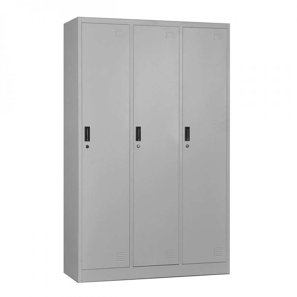 Locker 3 Θέσεων Ερμάριο - Ανά Θέση: 3 Ράφια, Θέσεις Για Κρεμάστρες, Μέταλλο Βαφή Γκρι
