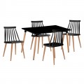 Lavida Set Τραπεζαρία: Τραπέζι 120X80 Οξιά/Mdf + 4 Καρέκλες Μέταλλο Βαφή Φυσικό Pp Μαύρο