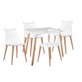 Lavida-Art Τραπεζαρία: Τραπέζι 80X80 Οξιά/Mdf + 4 Καρέκλες Μέταλλο Βαφή Φυσικό Pp Άσπρο