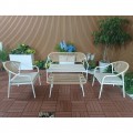 Palermo Set Σαλόνι Κήπου- Μεταλλικό Άσπρο, Wicker Φυσικό :Τραπέζι+2 Θέσιος+2 Πολυθρόνες