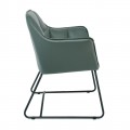 Polly Πολυθρόνα Μέταλλο Βαφή Μαύρο, Ύφασμα Suede Olive Green