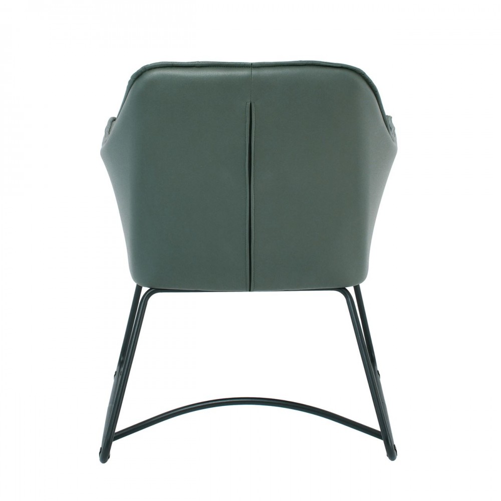 Polly Πολυθρόνα Μέταλλο Βαφή Μαύρο, Ύφασμα Suede Olive Green