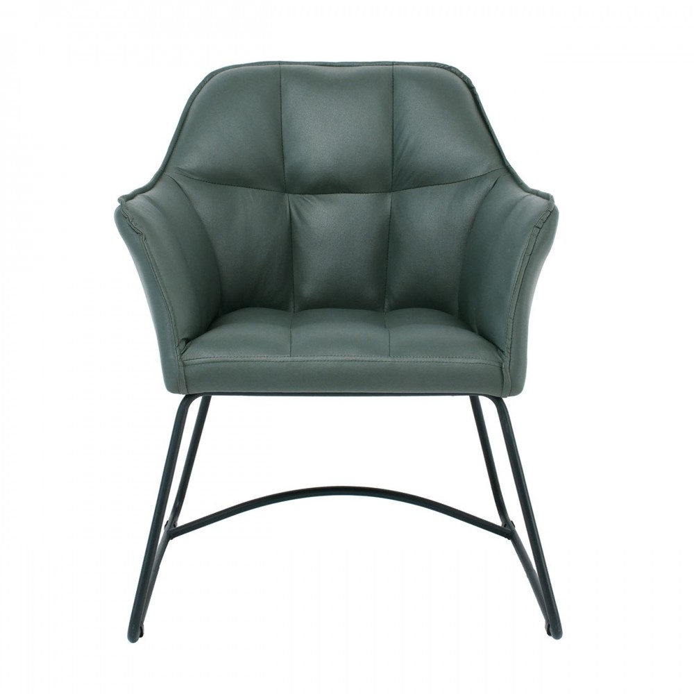 Polly Πολυθρόνα Μέταλλο Βαφή Μαύρο, Ύφασμα Suede Olive Green