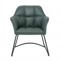 Polly Πολυθρόνα Μέταλλο Βαφή Μαύρο, Ύφασμα Suede Olive Green