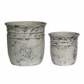 Flower Pot-15 Set 2 Τεμαχίων, Cement Απόχρωση Antique White
